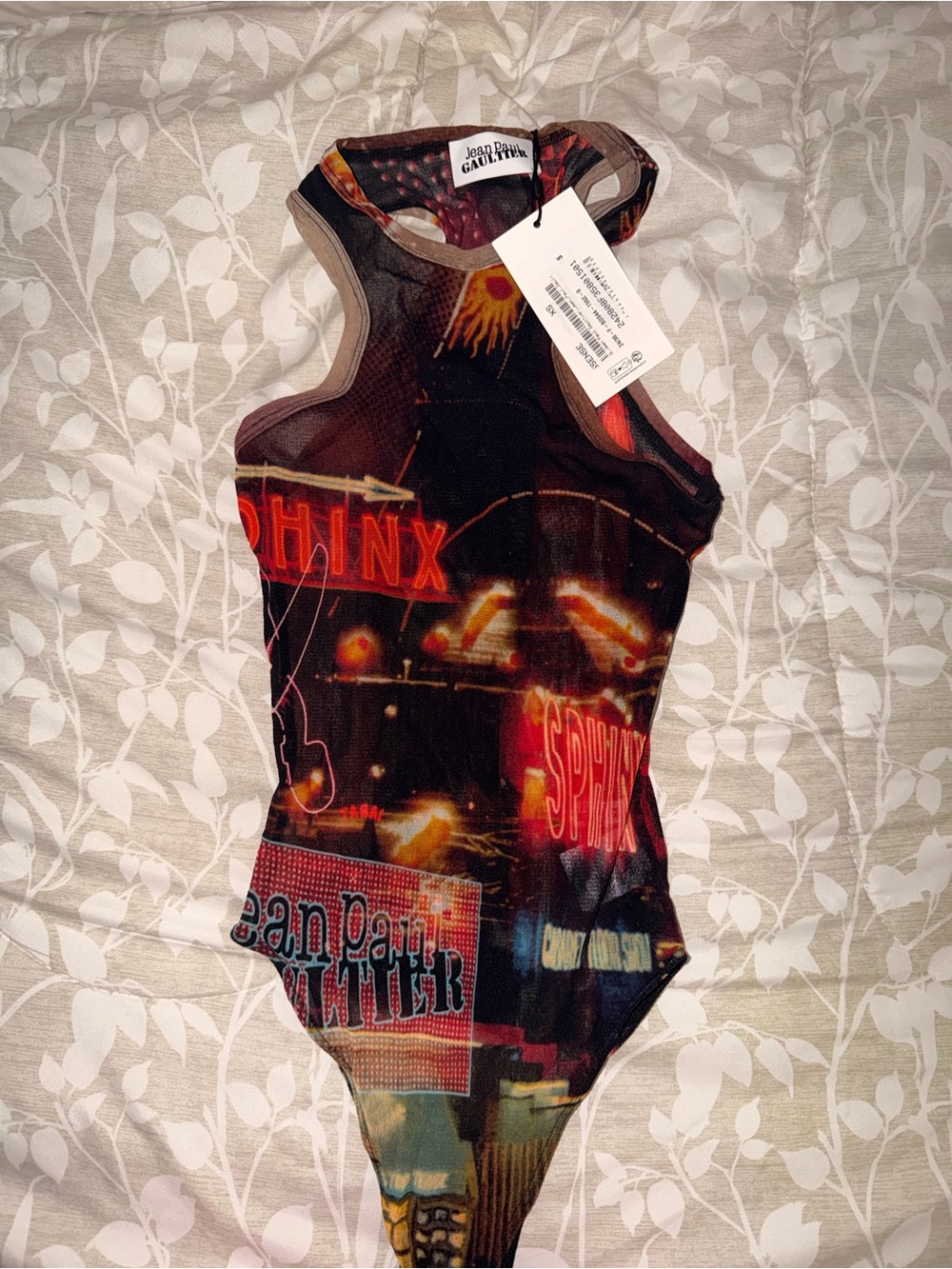 Jean Paul Gaultier Kids Black Neon Sphinx Print One-Piece